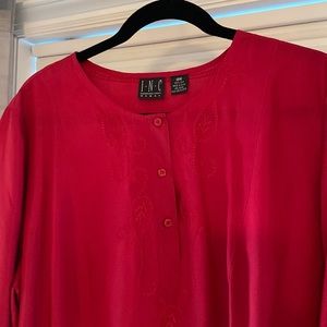I.N.C. Red 100% silk red tunic blouse worn one time and dry cleaned.